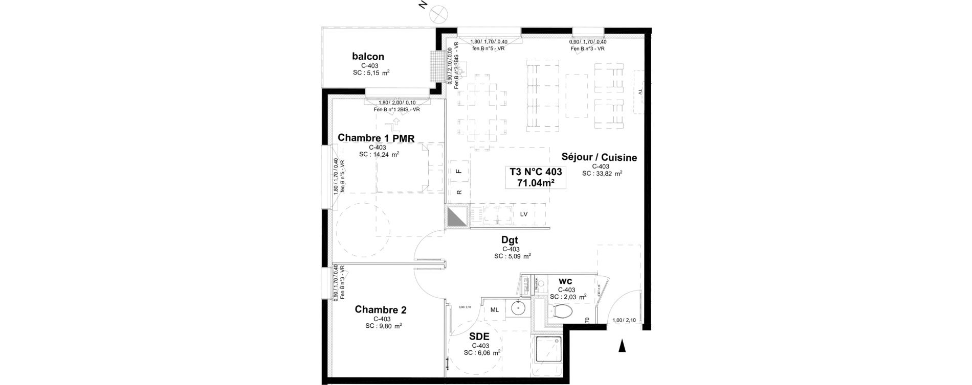 Appartement T3 de 71,04 m2 &agrave; Sotteville-L&egrave;s-Rouen Centre