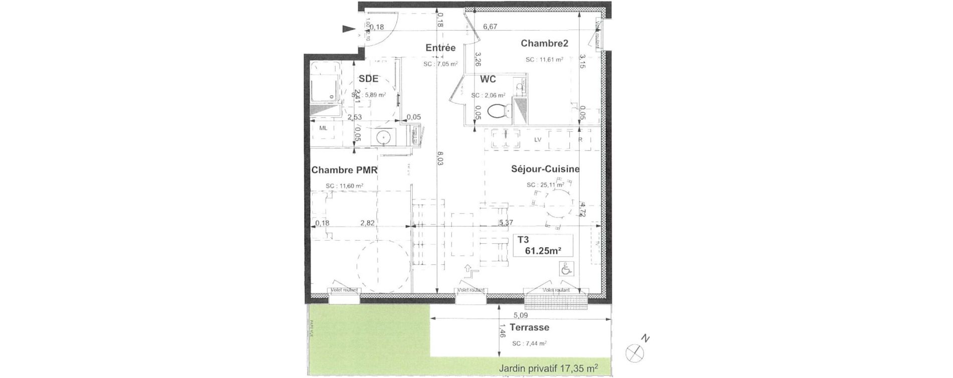 Appartement T3 de 61,25 m2 &agrave; Sotteville-L&egrave;s-Rouen Centre