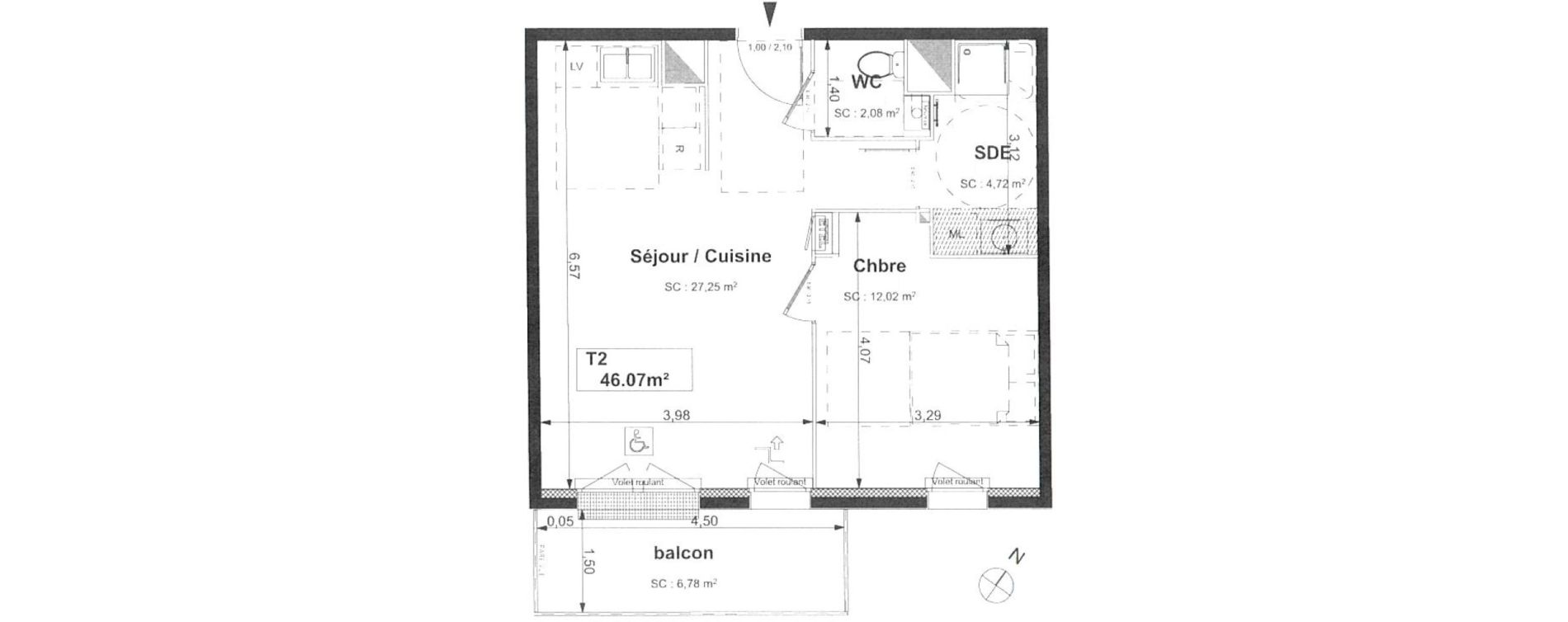 Appartement T2 de 46,07 m2 &agrave; Sotteville-L&egrave;s-Rouen Centre