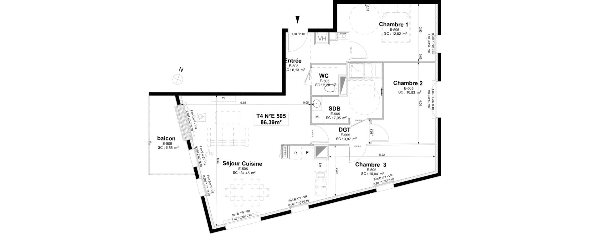 Appartement T4 de 86,39 m2 &agrave; Sotteville-L&egrave;s-Rouen Centre