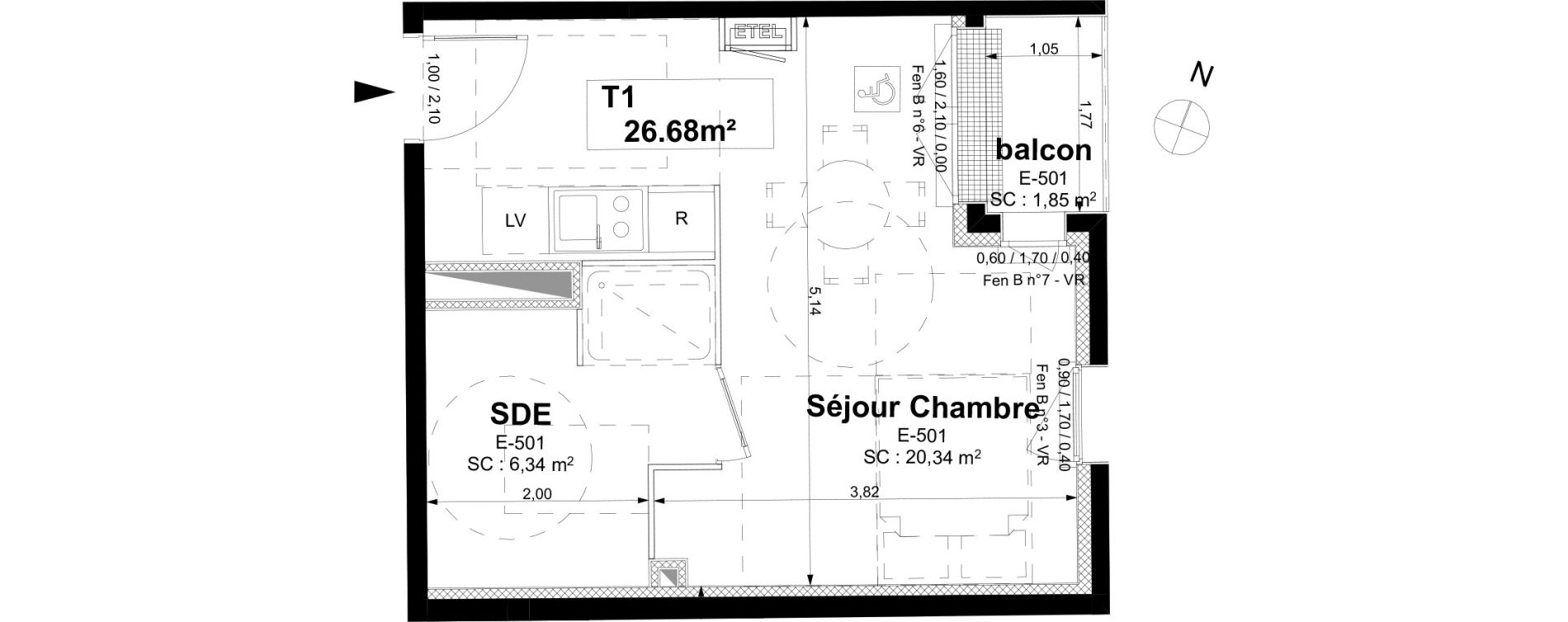 Appartement T1 de 26,68 m2 &agrave; Sotteville-L&egrave;s-Rouen Centre