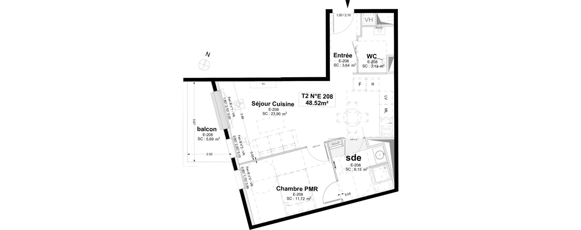 Appartement T2 de 48,52 m2 &agrave; Sotteville-L&egrave;s-Rouen Centre