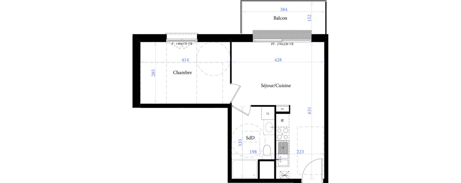 Appartement T2 de 37,48 m2 &agrave; Sotteville-L&egrave;s-Rouen Victor hugo