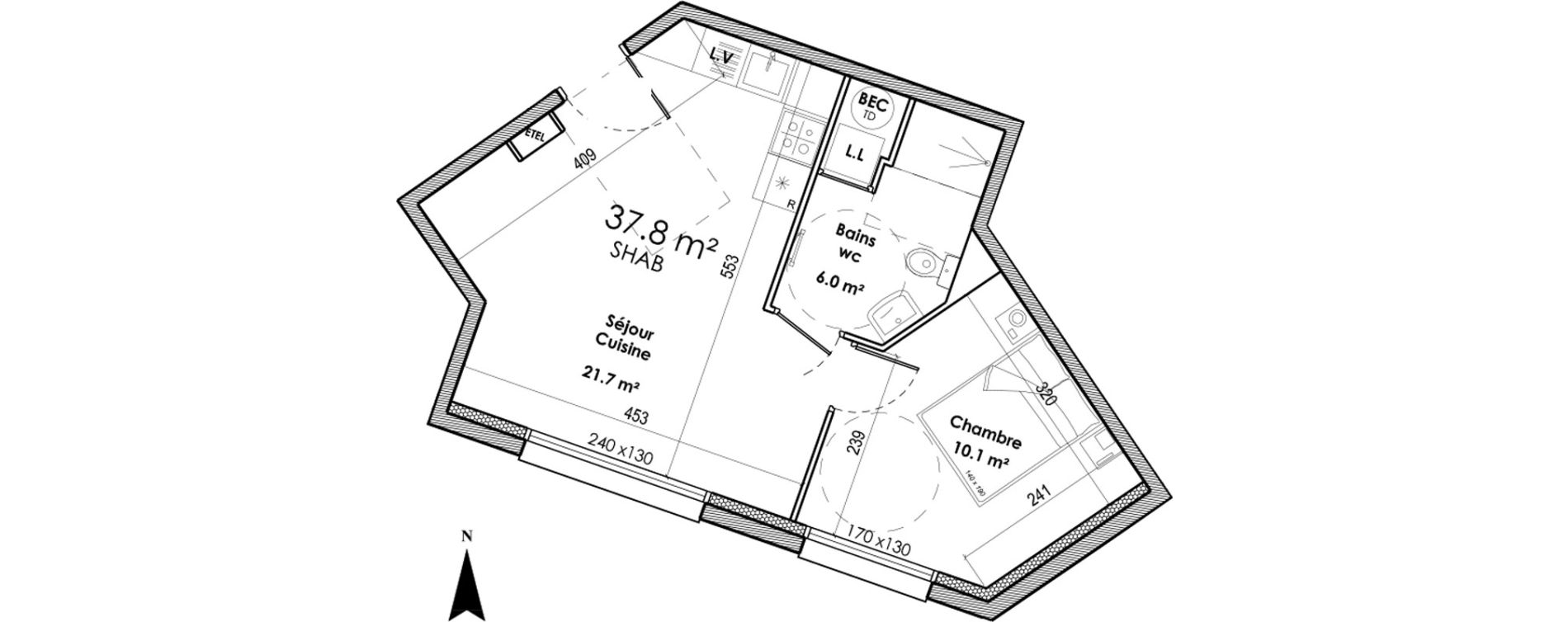 Appartement T2 de 37,80 m2 &agrave; Sotteville-L&egrave;s-Rouen &eacute;mile zola
