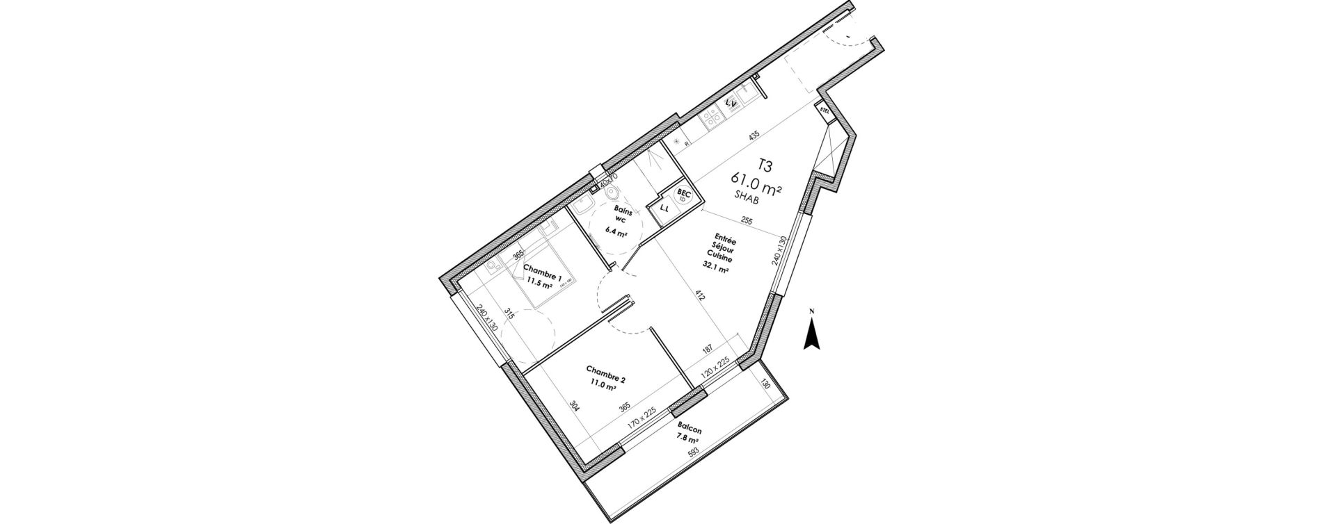 Appartement T3 de 61,00 m2 &agrave; Sotteville-L&egrave;s-Rouen &eacute;mile zola