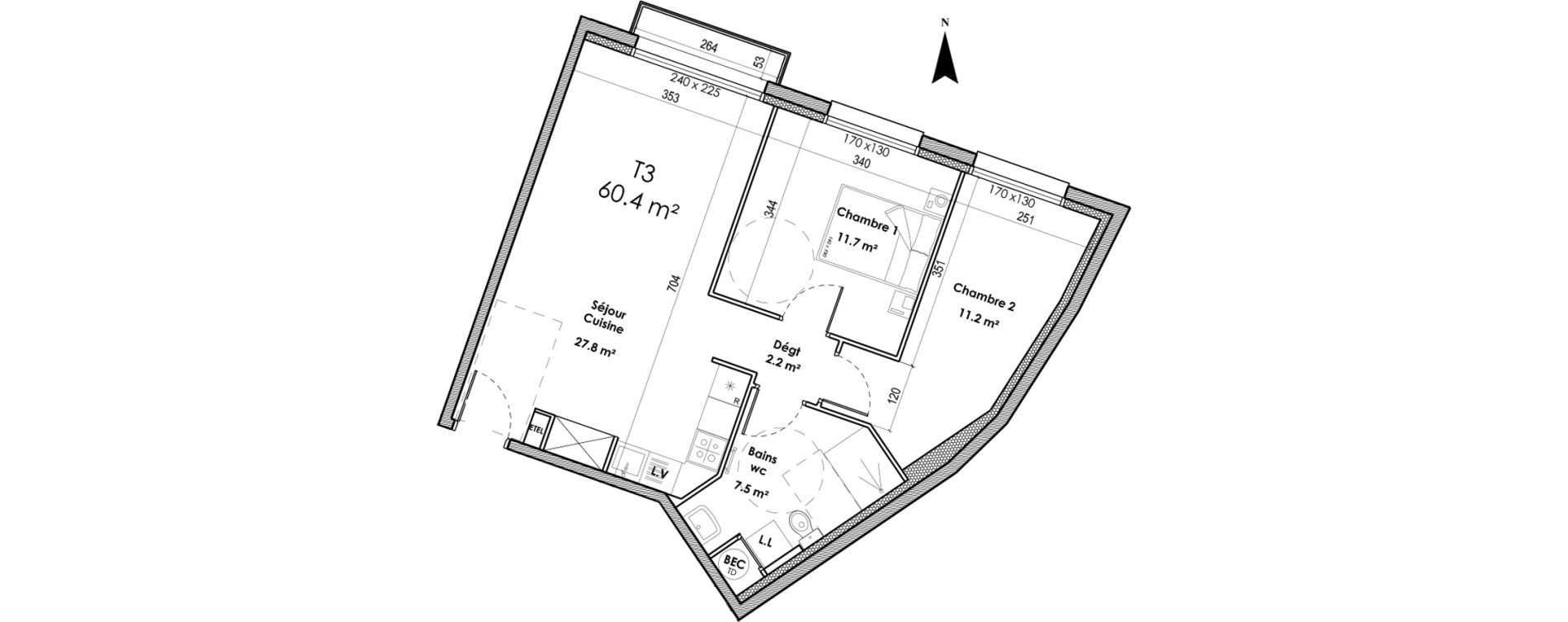 Appartement T3 de 60,40 m2 &agrave; Sotteville-L&egrave;s-Rouen &eacute;mile zola