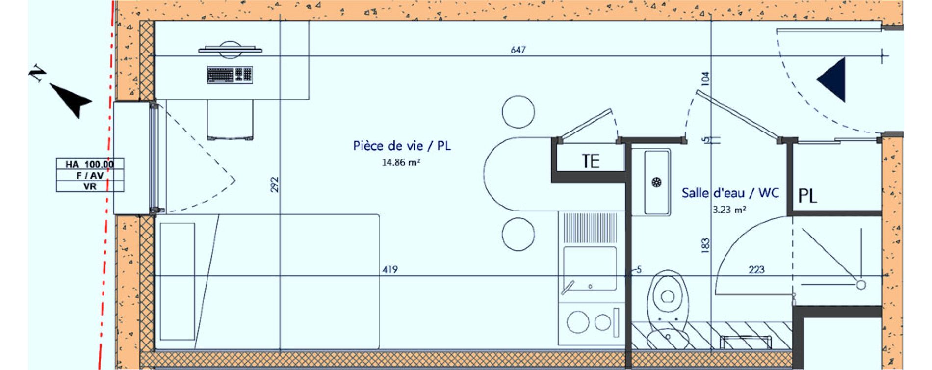 Appartement T1 de 18,09 m2 &agrave; Sotteville-L&egrave;s-Rouen Centre