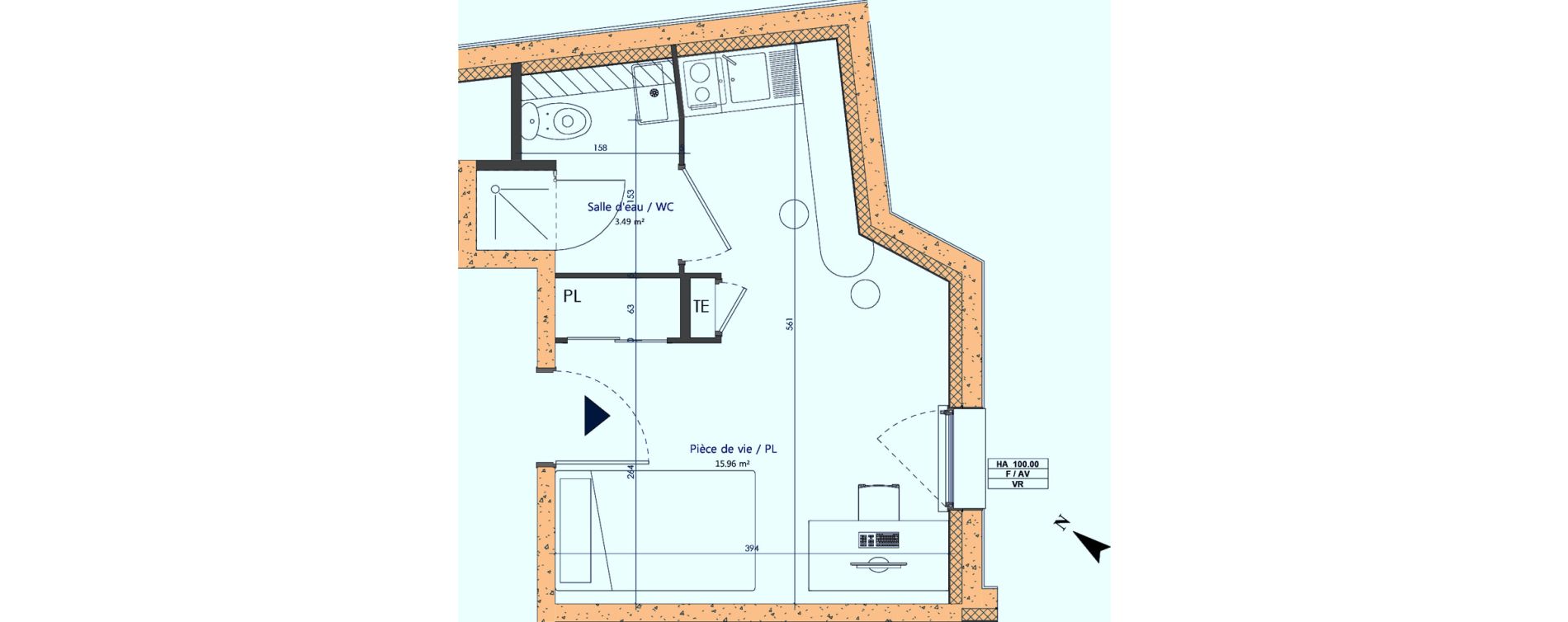 Appartement T1 de 19,45 m2 &agrave; Sotteville-L&egrave;s-Rouen Centre