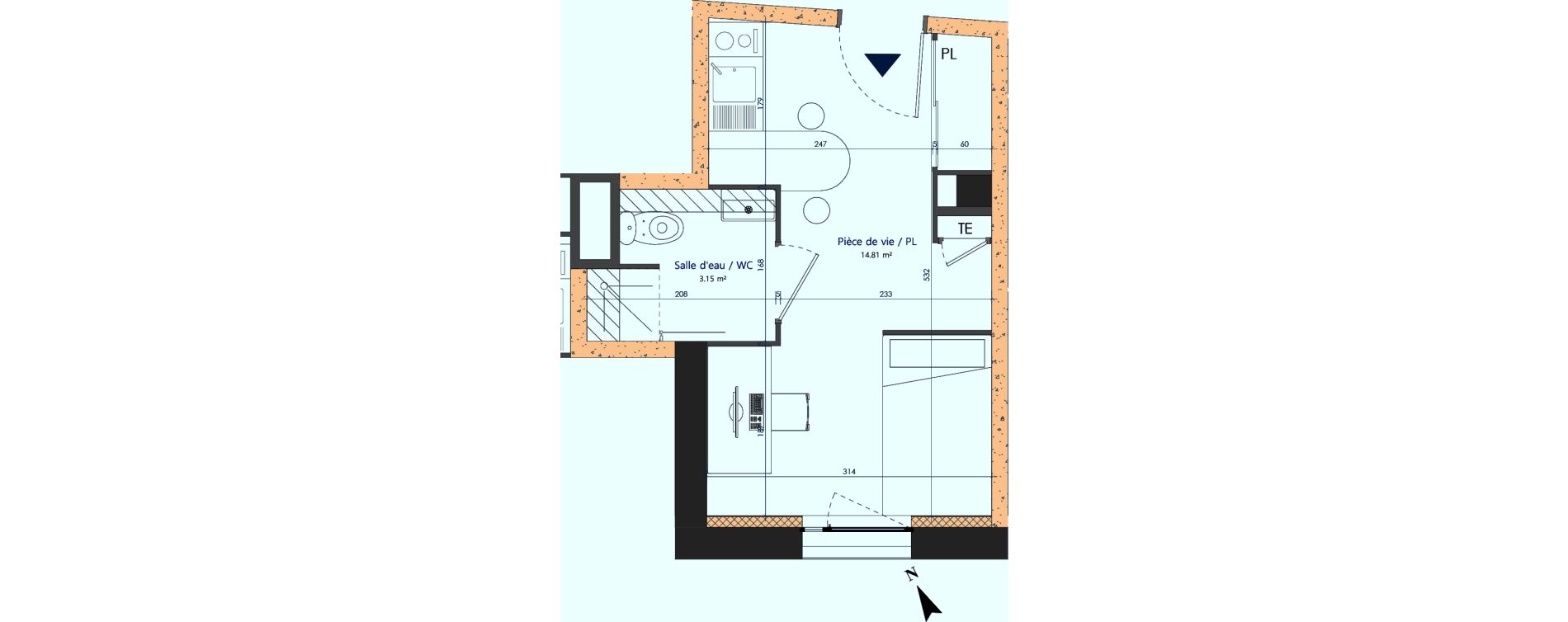 Appartement T1 de 17,96 m2 &agrave; Sotteville-L&egrave;s-Rouen Centre