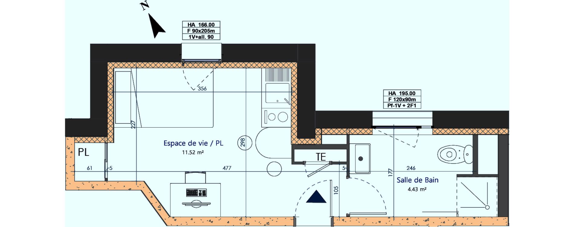 Appartement T1 de 15,95 m2 &agrave; Sotteville-L&egrave;s-Rouen Centre