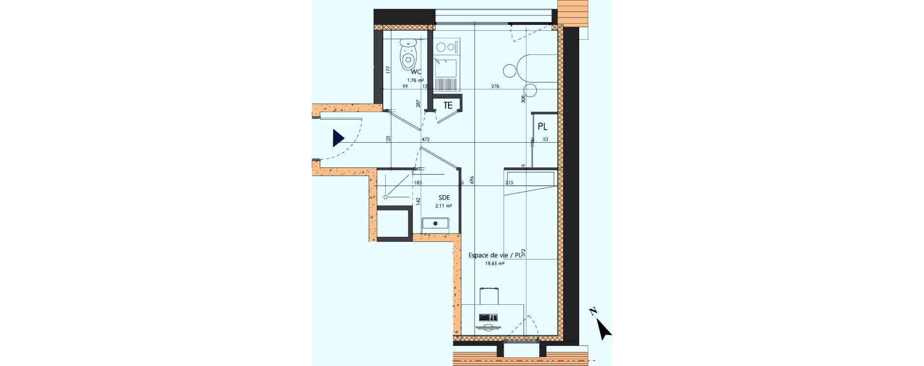 Appartement T1 de 23,30 m2 &agrave; Sotteville-L&egrave;s-Rouen Centre