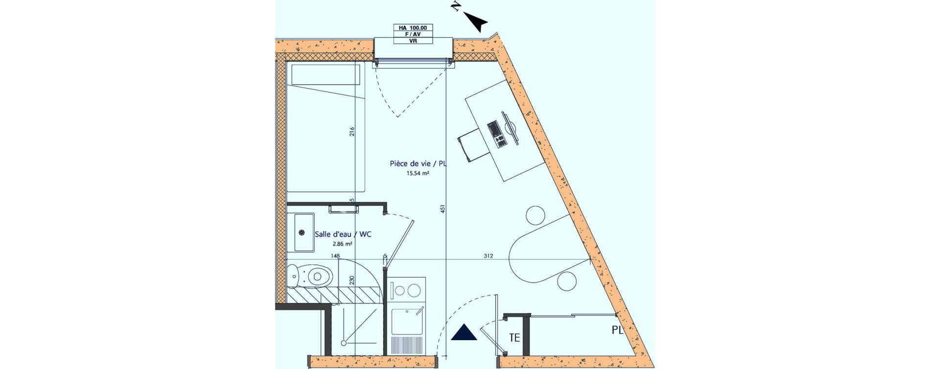 Appartement T1 de 19,50 m2 &agrave; Sotteville-L&egrave;s-Rouen Centre