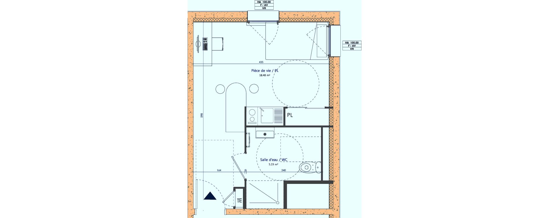 Appartement T1 de 23,67 m2 &agrave; Sotteville-L&egrave;s-Rouen Centre