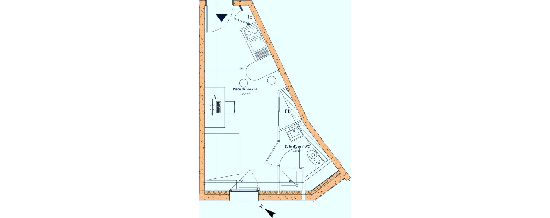 Appartement T1 de 18,83 m2 &agrave; Sotteville-L&egrave;s-Rouen Centre