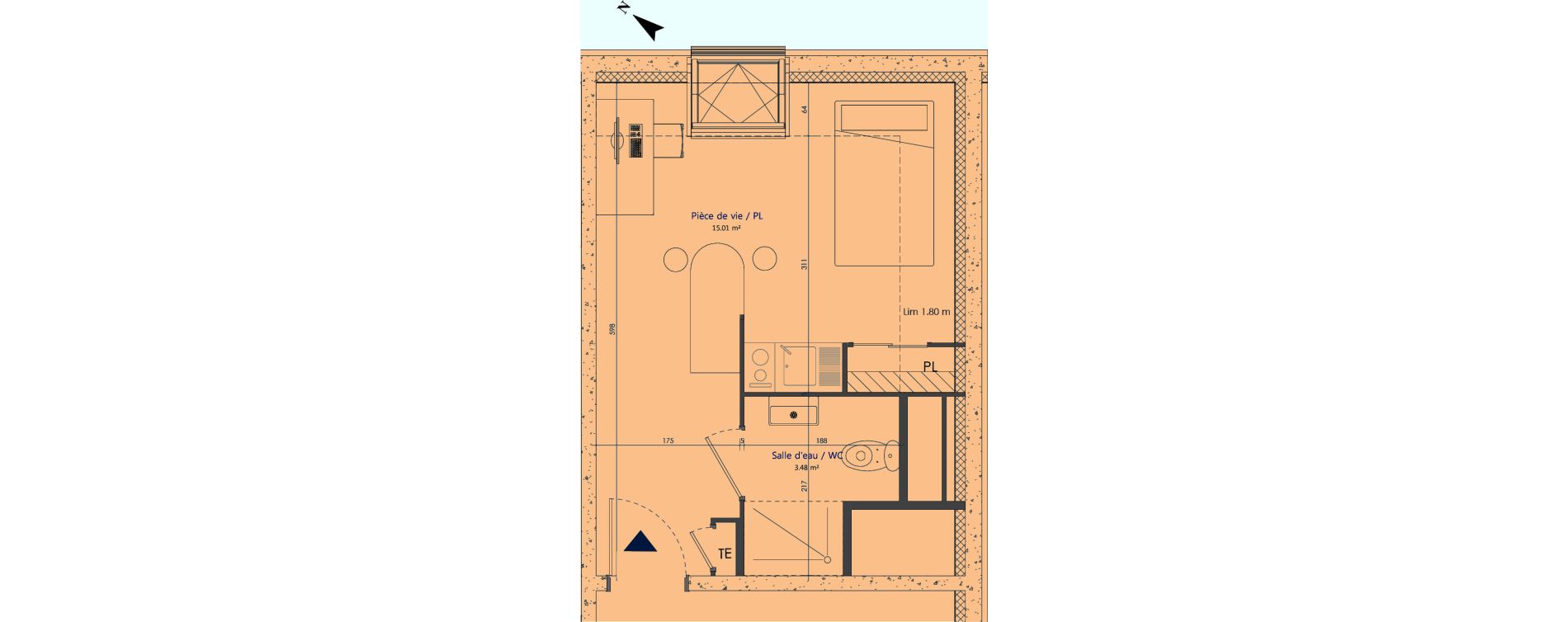 Appartement T1 de 18,49 m2 &agrave; Sotteville-L&egrave;s-Rouen Centre