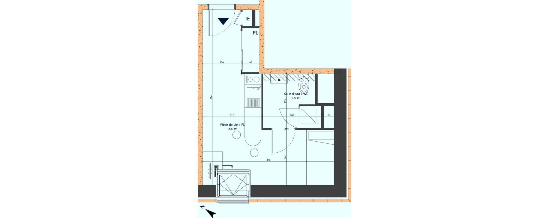 Appartement T1 de 18,66 m2 &agrave; Sotteville-L&egrave;s-Rouen Centre