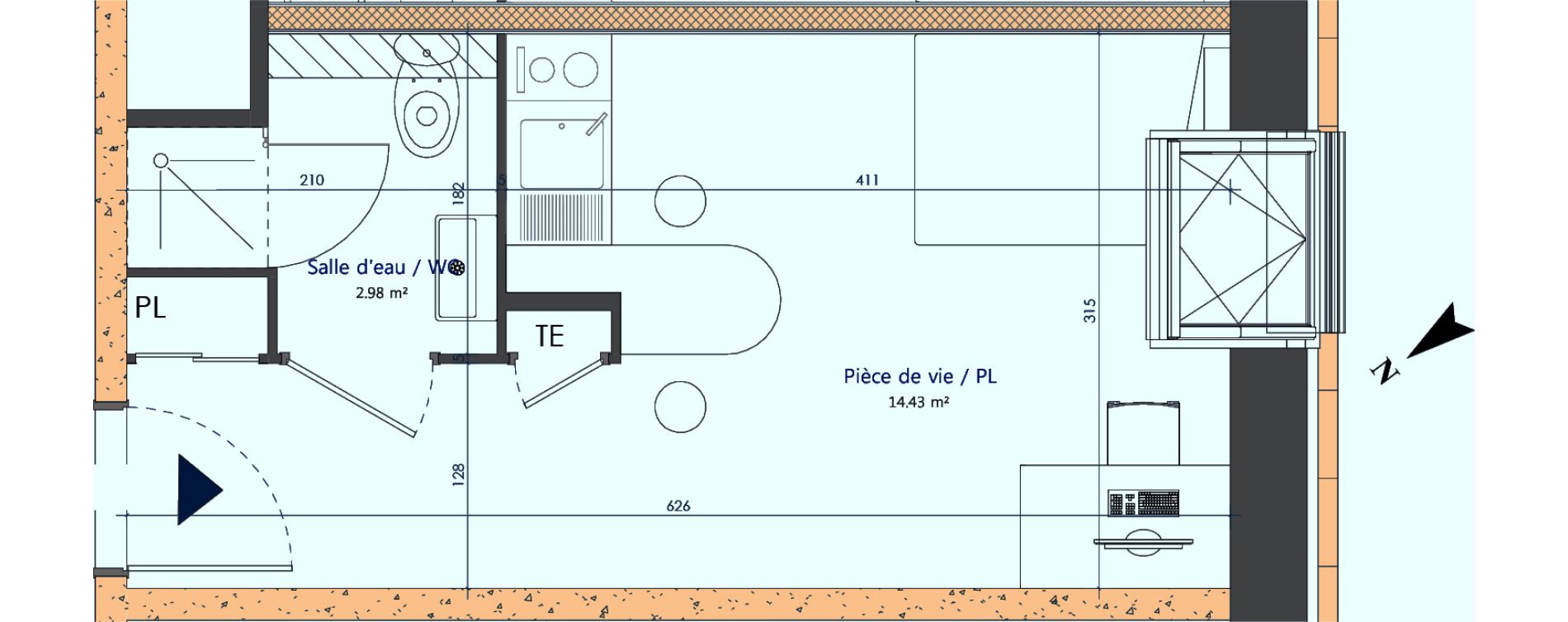 Appartement T1 de 17,41 m2 &agrave; Sotteville-L&egrave;s-Rouen Centre