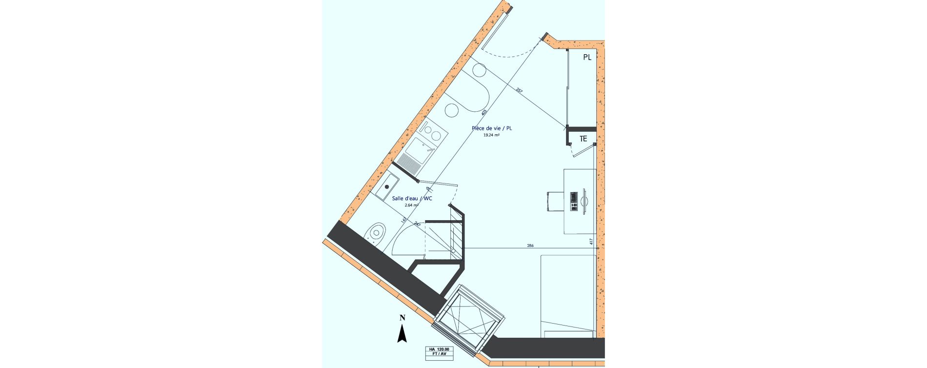 Appartement T1 de 21,88 m2 &agrave; Sotteville-L&egrave;s-Rouen Centre