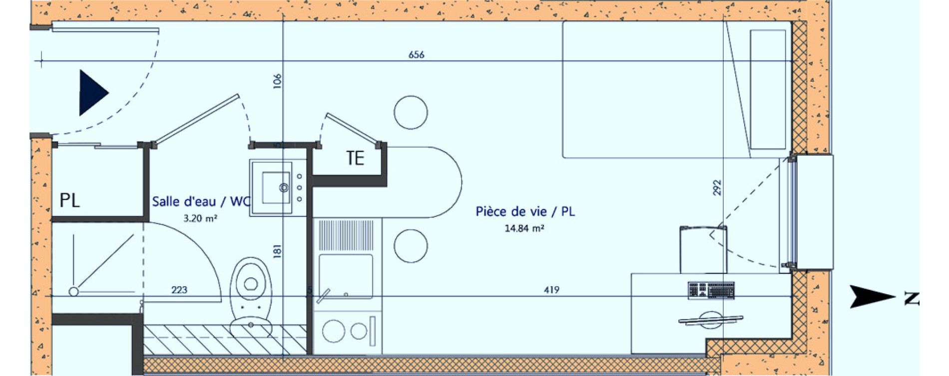 Appartement T1 de 18,04 m2 &agrave; Sotteville-L&egrave;s-Rouen Centre