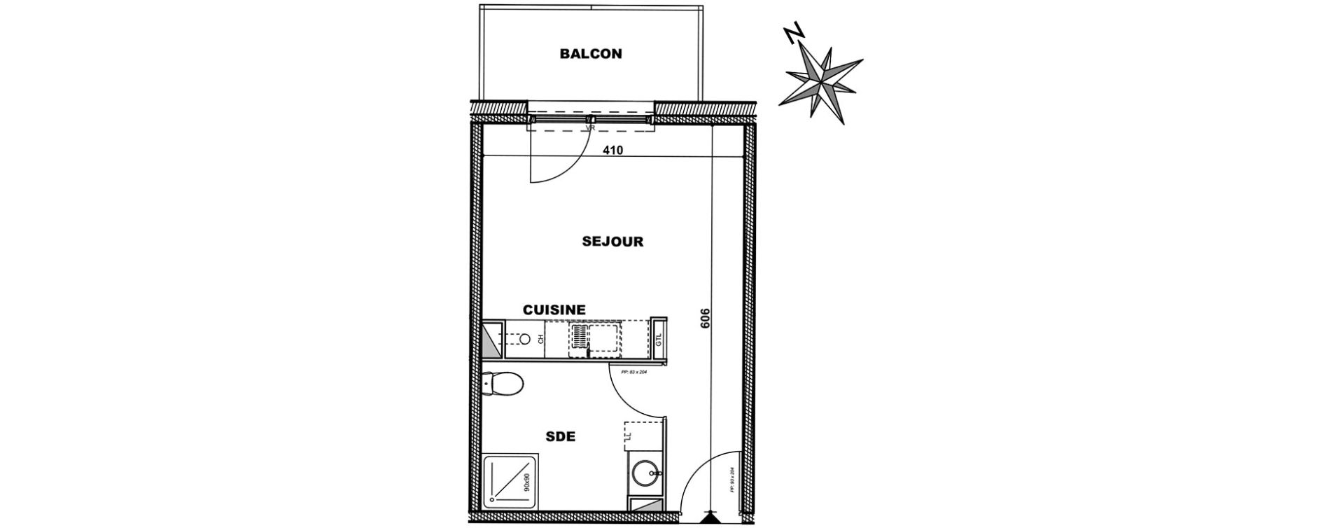 Appartement T1 de 24,22 m2 &agrave; Angoulins Centre