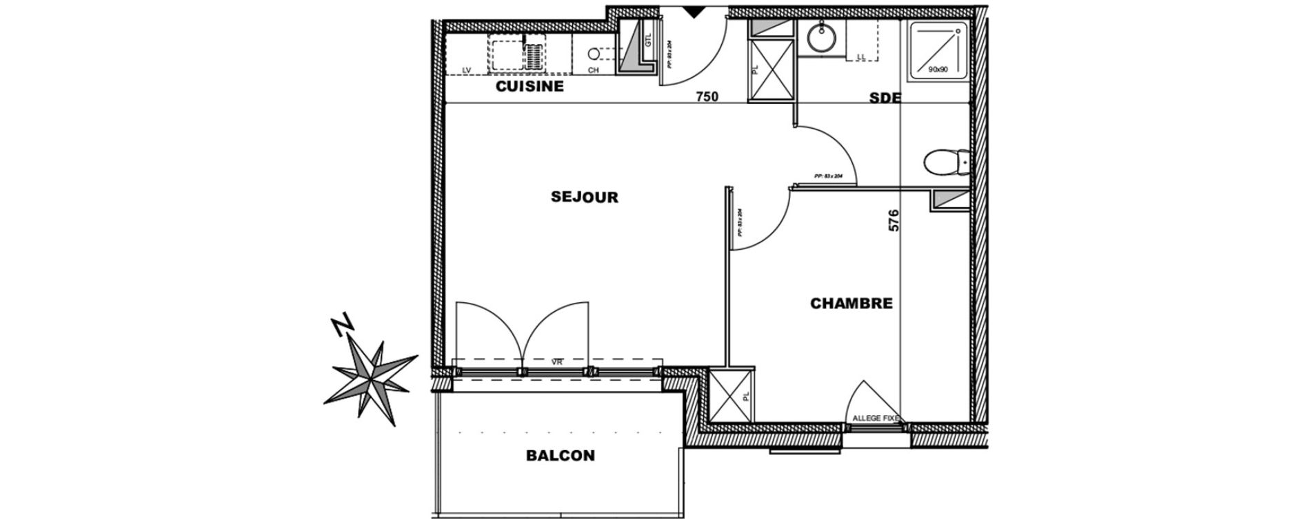 Appartement T2 de 38,68 m2 &agrave; Angoulins Centre