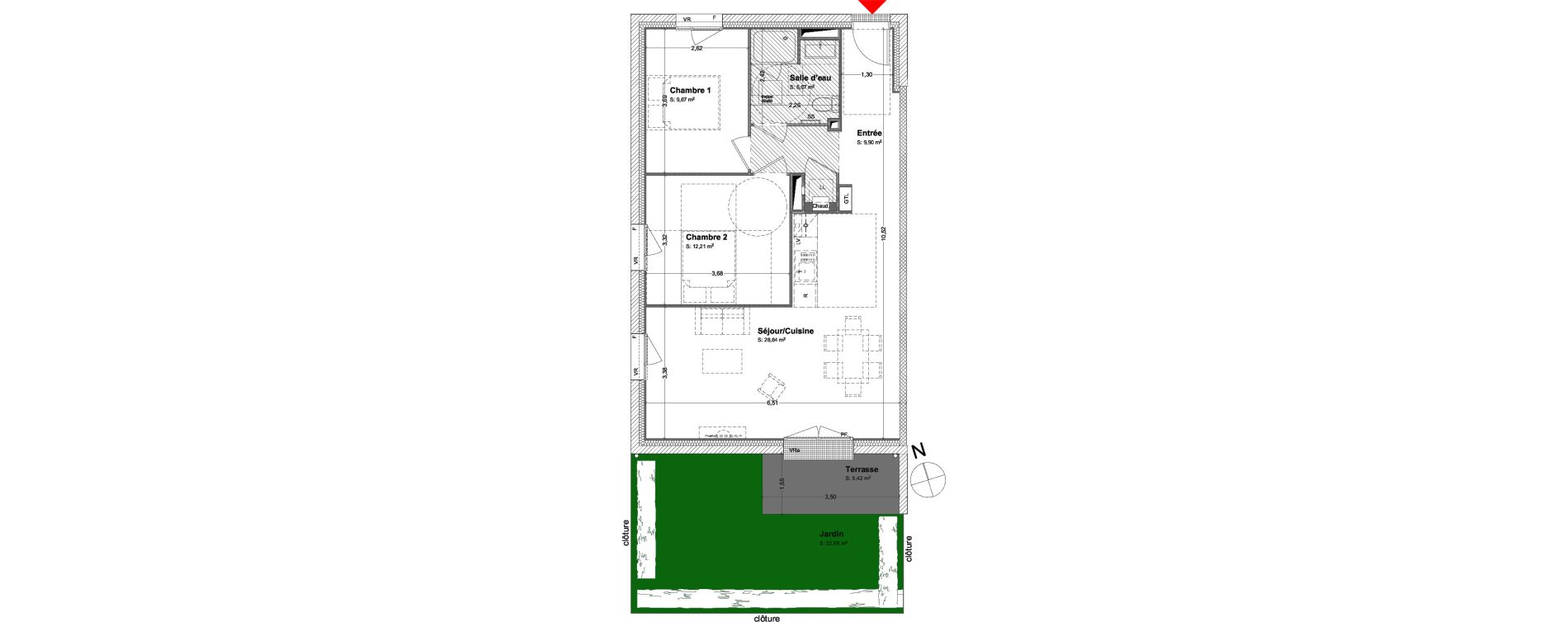 Appartement T3 de 65,49 m2 &agrave; Aytr&eacute; Centre