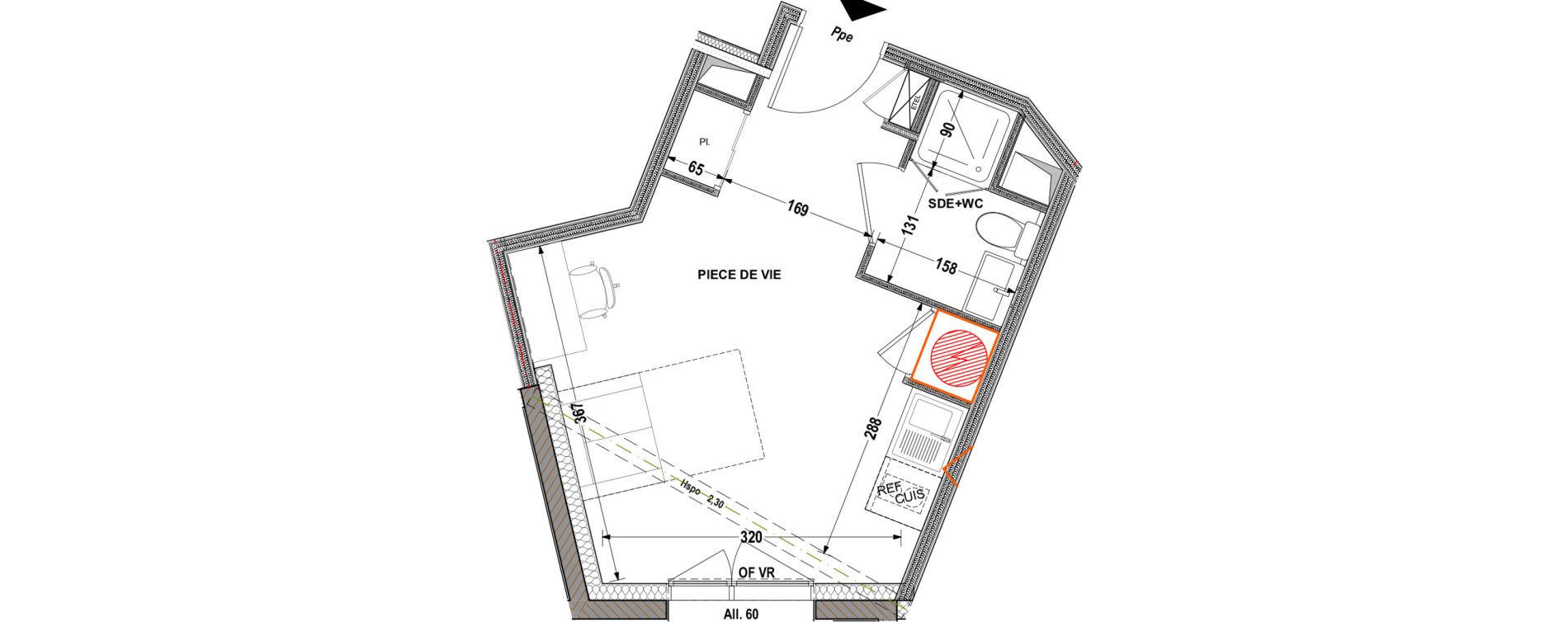 Appartement T1 de 22,35 m2 &agrave; Aytr&eacute; Centre