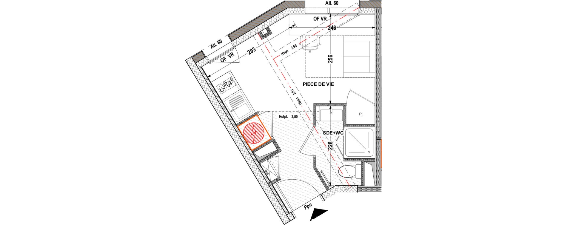 Appartement T1 de 18,52 m2 &agrave; Aytr&eacute; Centre