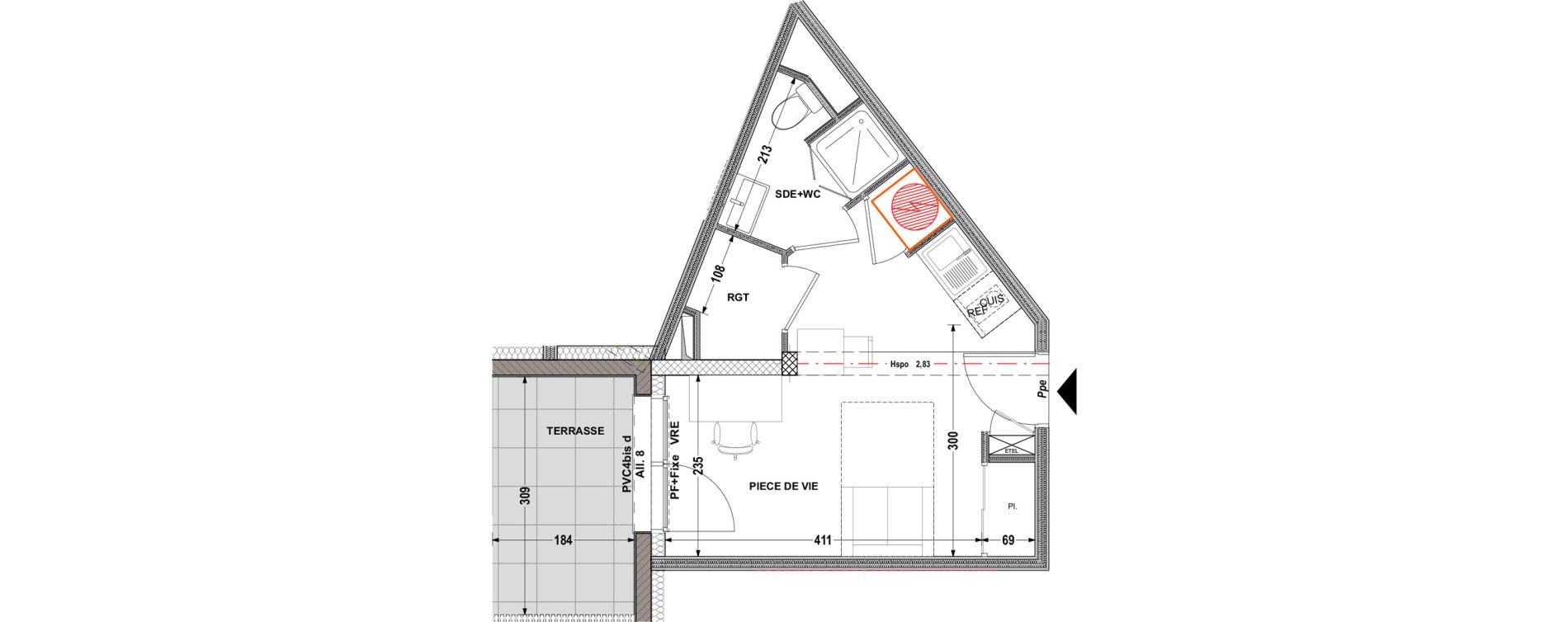 Appartement T1 de 21,77 m2 &agrave; Aytr&eacute; Centre