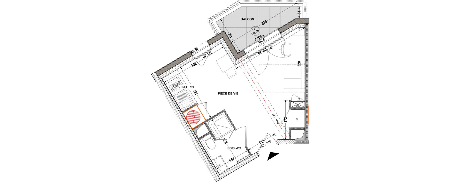 Appartement T1 de 23,03 m2 &agrave; Aytr&eacute; Centre