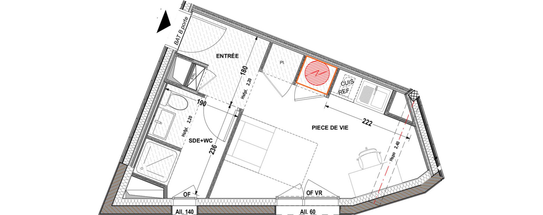 Appartement T1 de 20,88 m2 &agrave; Aytr&eacute; Centre