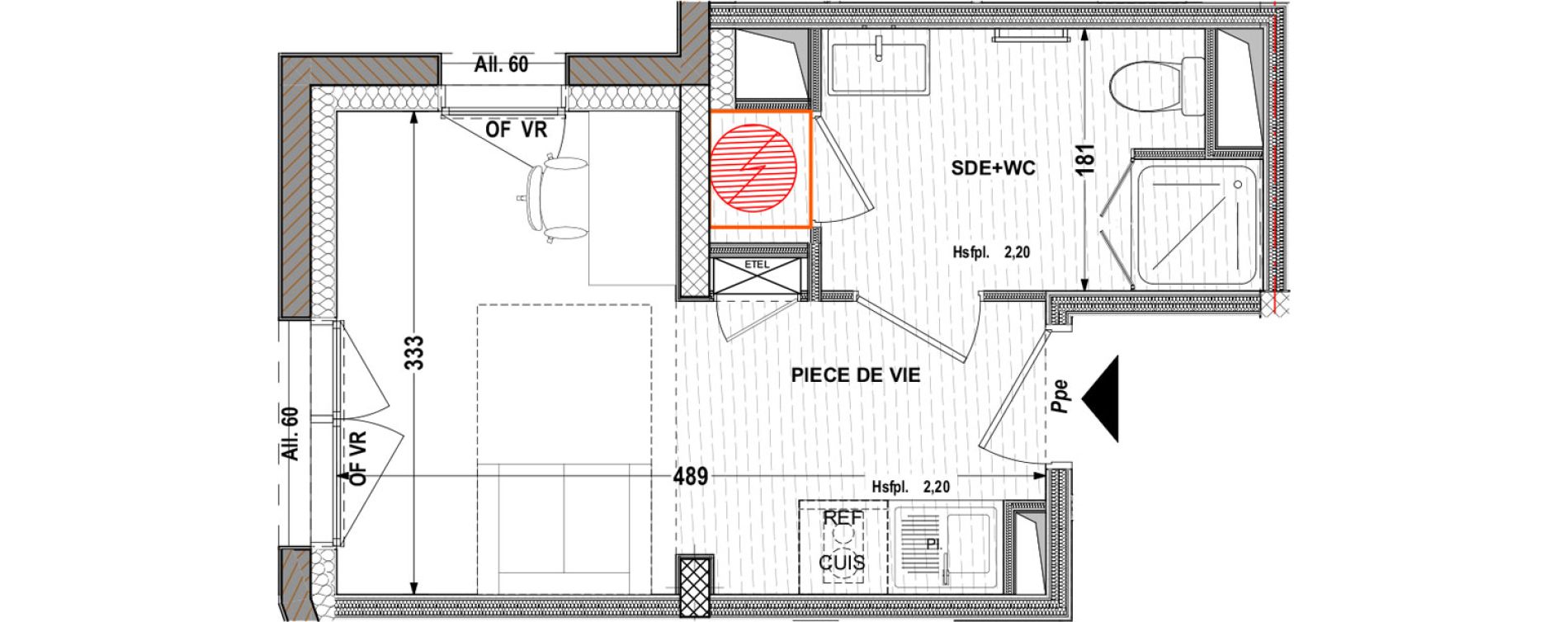 Appartement T1 de 17,83 m2 &agrave; Aytr&eacute; Centre