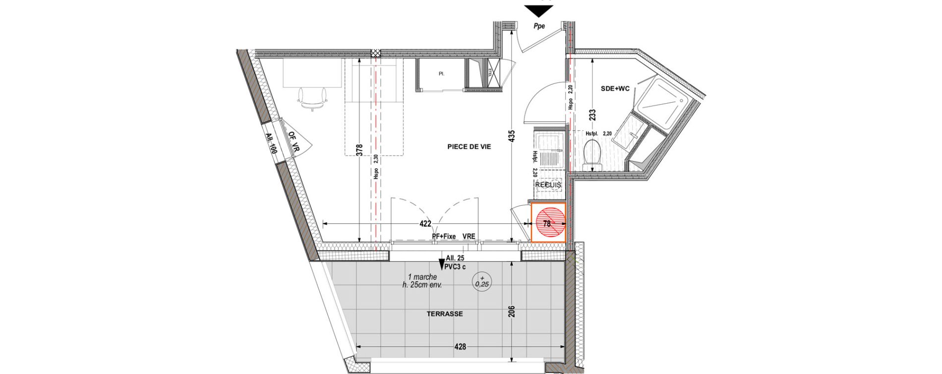 Appartement T1 de 25,58 m2 &agrave; Aytr&eacute; Centre