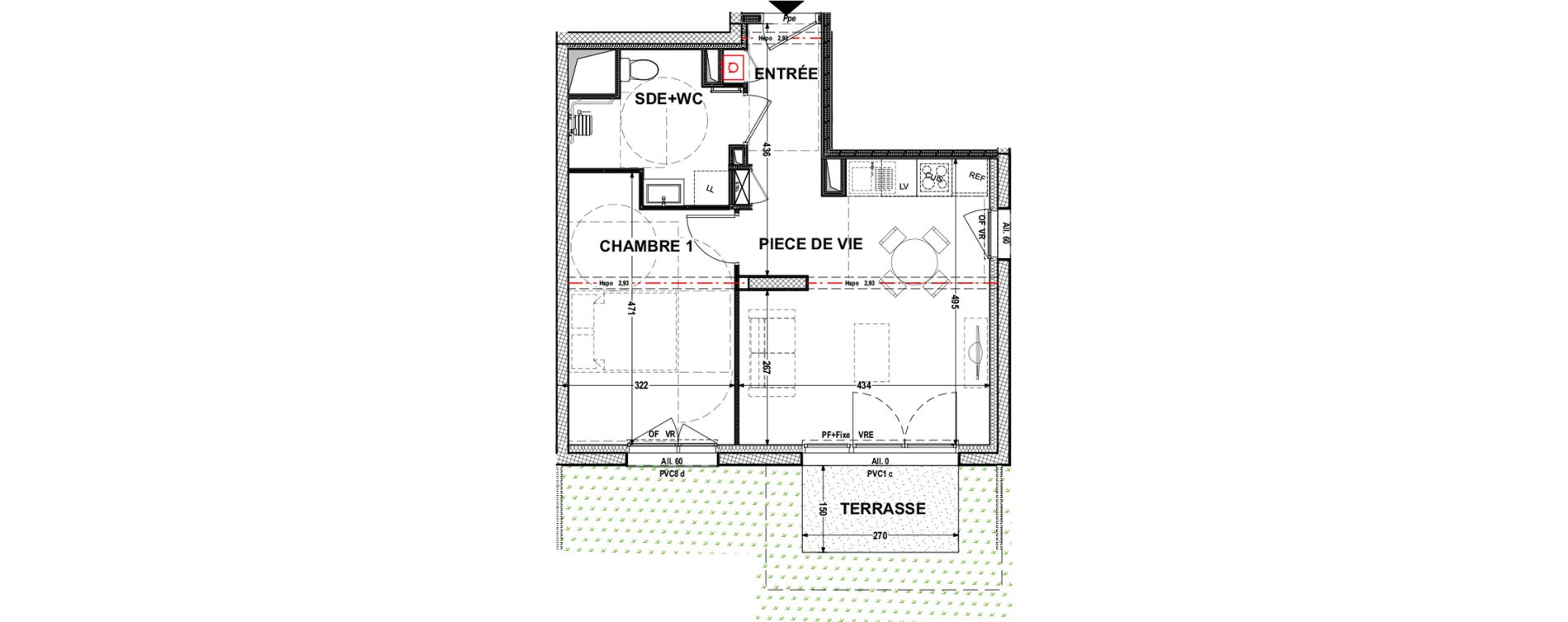 Appartement T2 de 42,05 m2 &agrave; Aytr&eacute; Centre