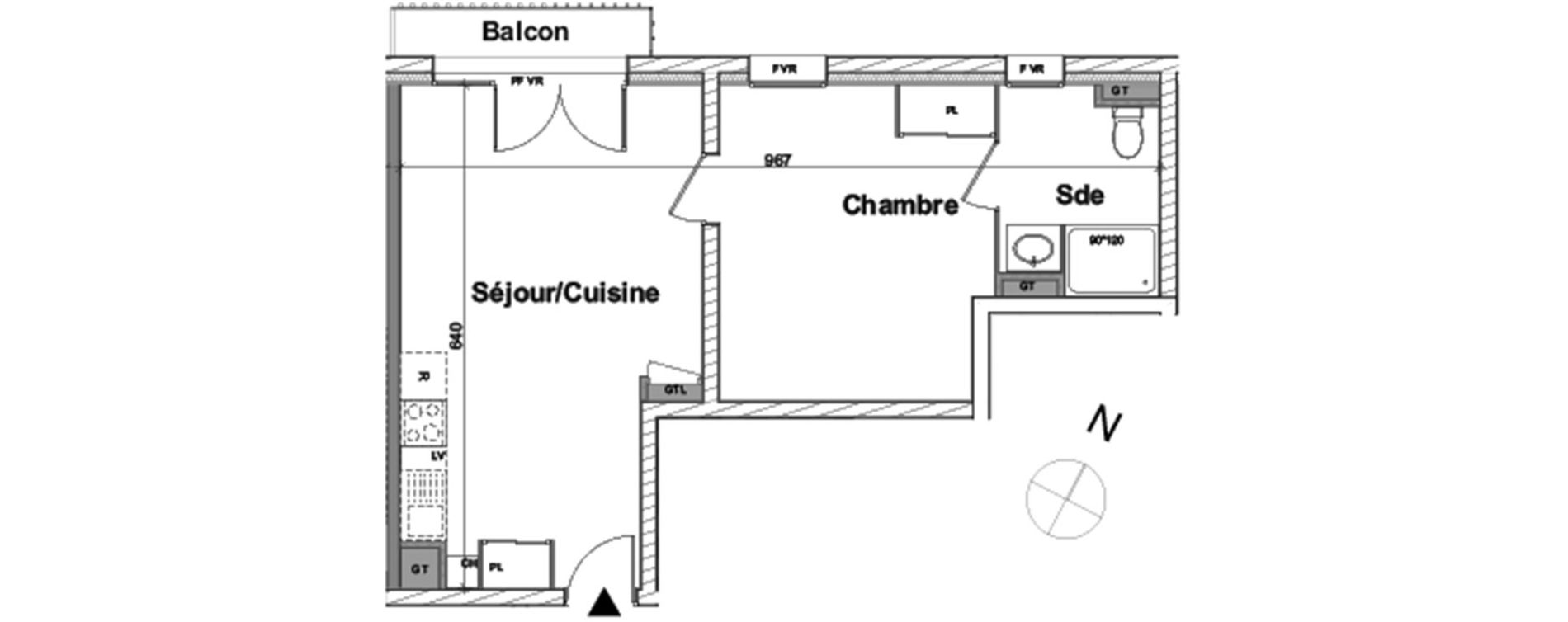 Appartement T2 de 40,69 m2 &agrave; Aytr&eacute; Centre