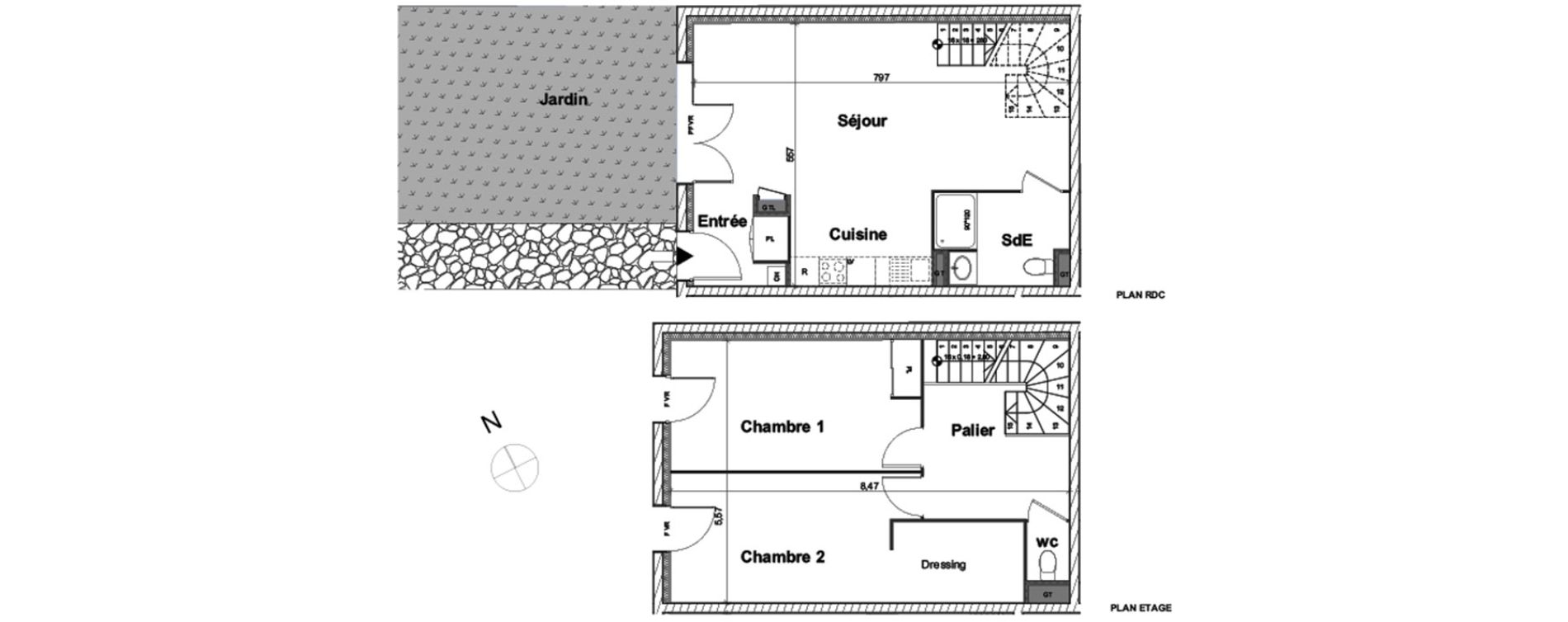 Duplex T3 de 81,80 m2 &agrave; Aytr&eacute; Centre