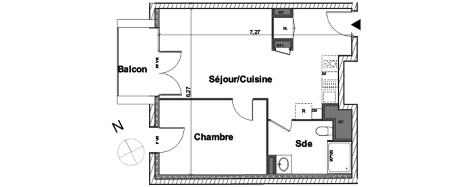Appartement T2 de 41,34 m2 &agrave; Aytr&eacute; Centre
