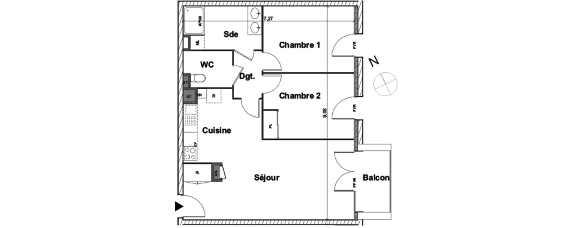Appartement T3 de 62,66 m2 &agrave; Aytr&eacute; Centre