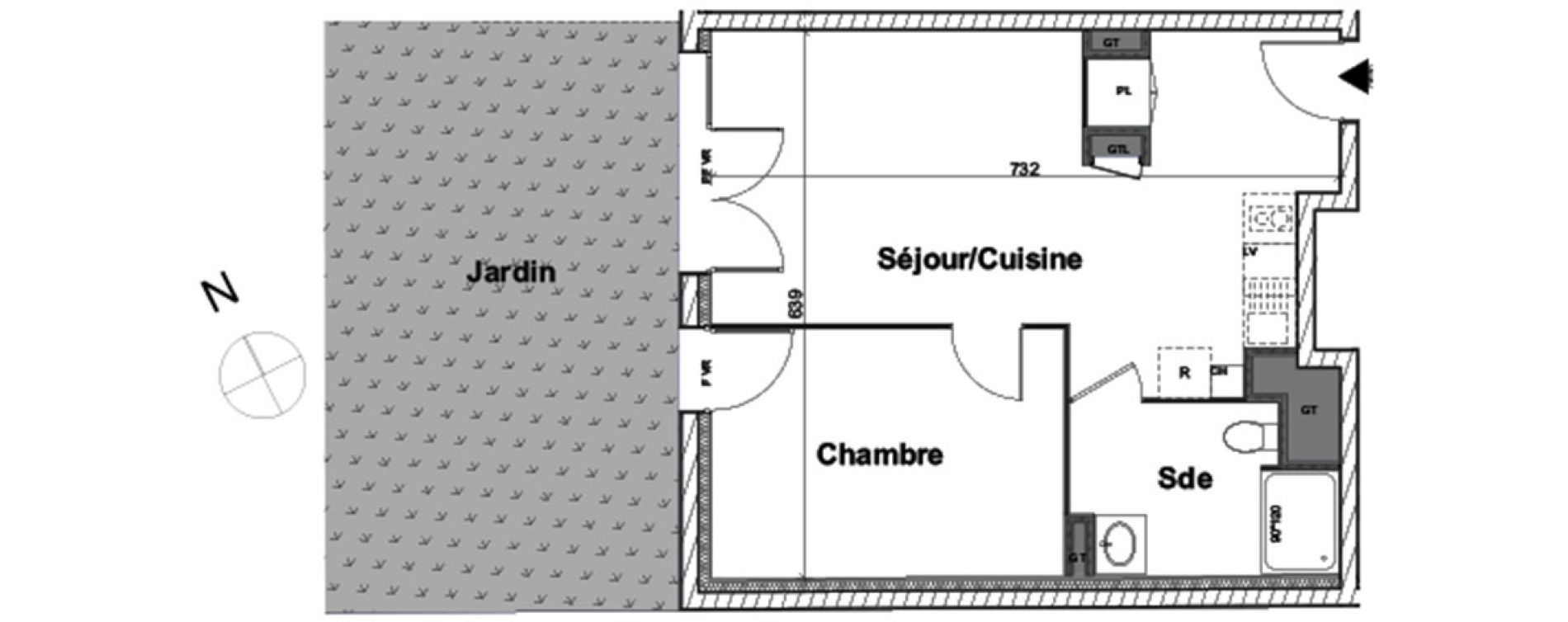 Appartement T2 de 43,16 m2 &agrave; Aytr&eacute; Centre