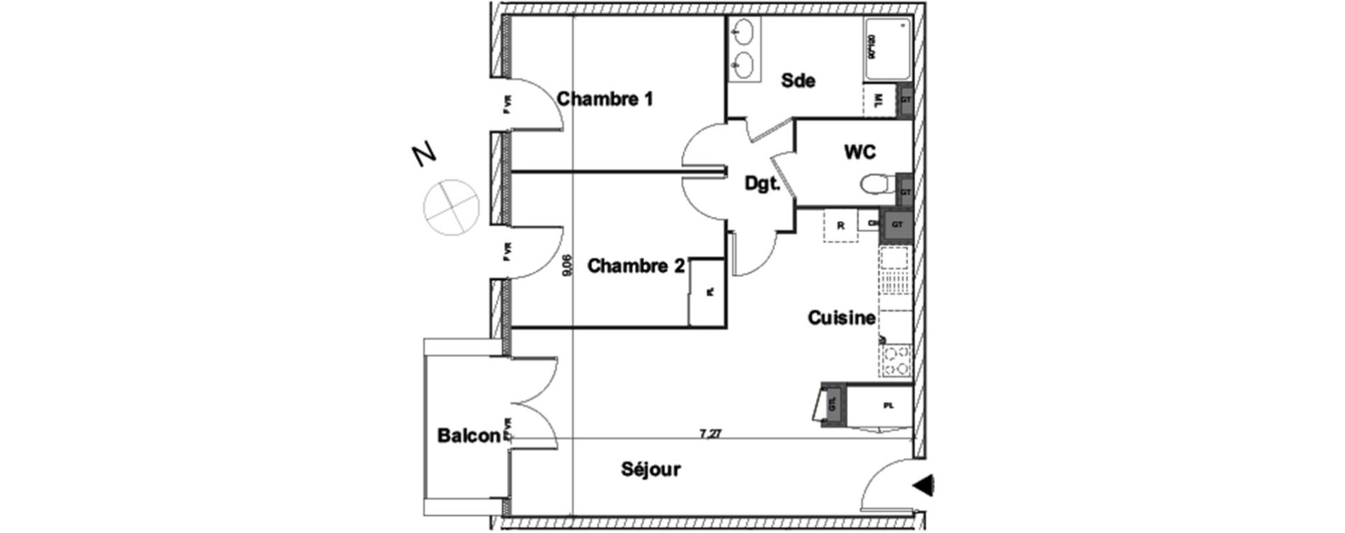 Appartement T3 de 63,54 m2 &agrave; Aytr&eacute; Centre