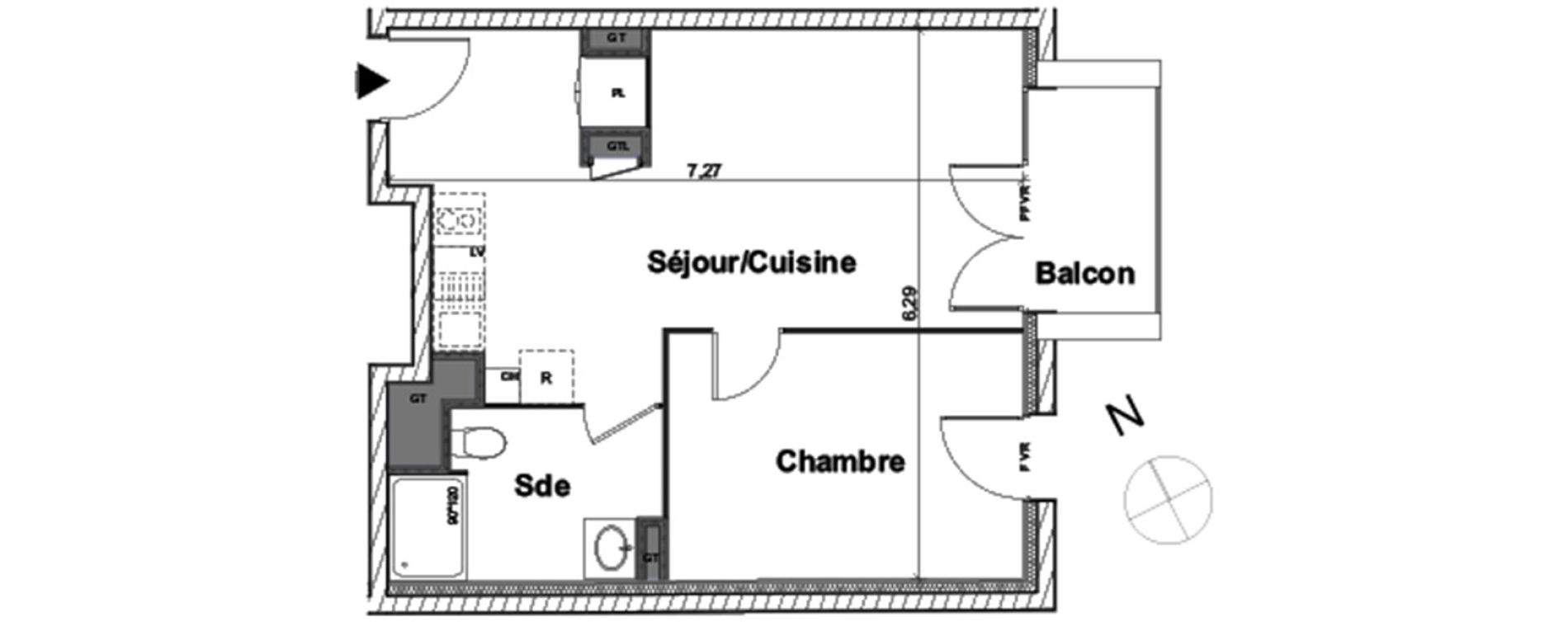 Appartement T2 de 42,37 m2 &agrave; Aytr&eacute; Centre