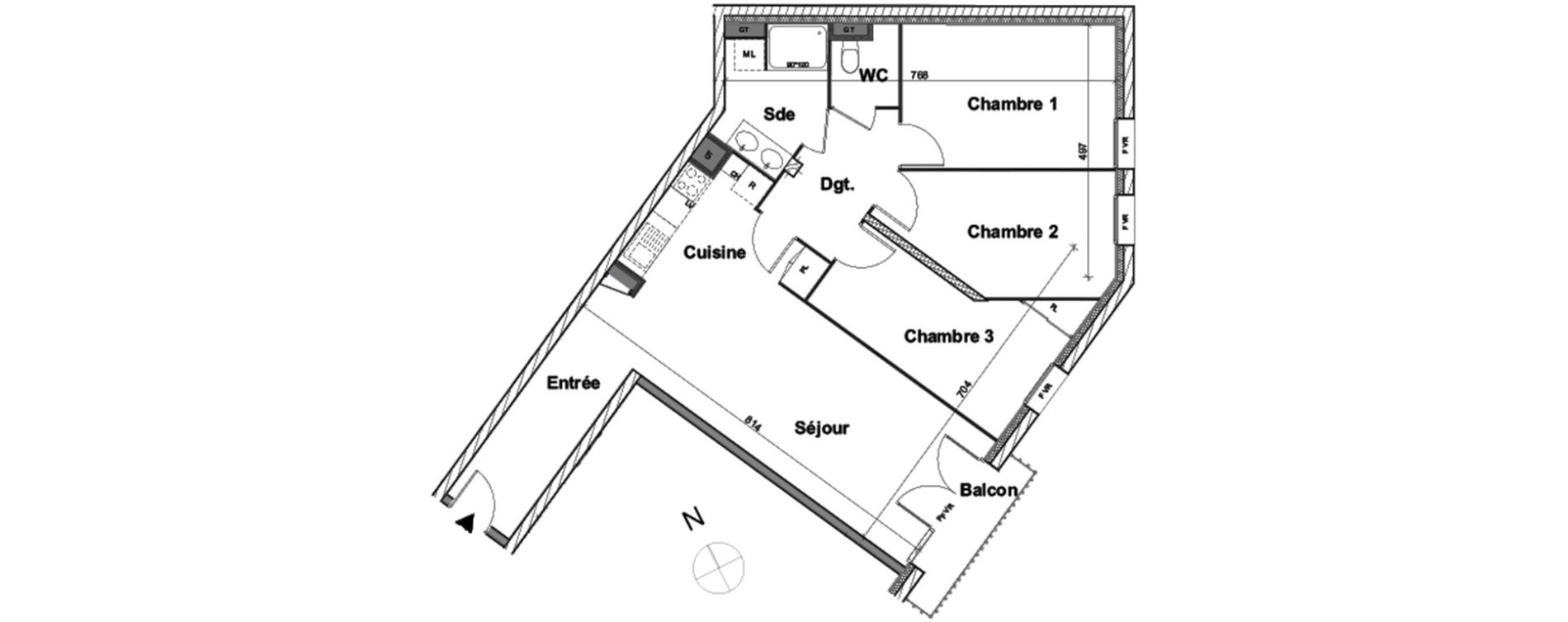 Appartement T4 de 78,61 m2 &agrave; Aytr&eacute; Centre