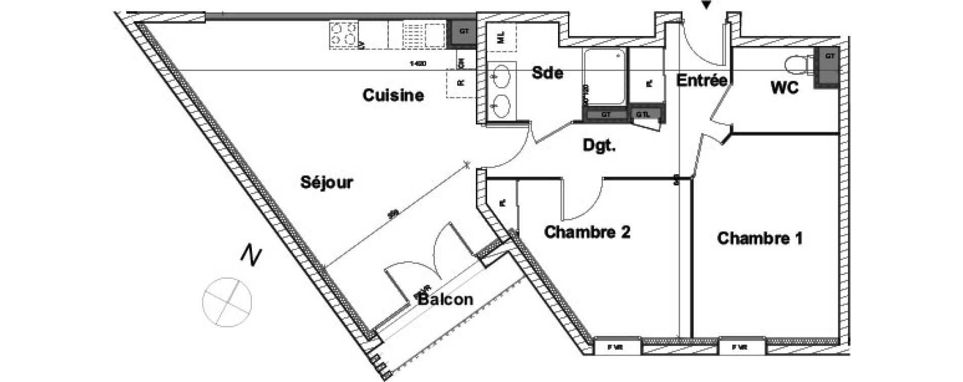 Appartement T3 de 66,00 m2 &agrave; Aytr&eacute; Centre