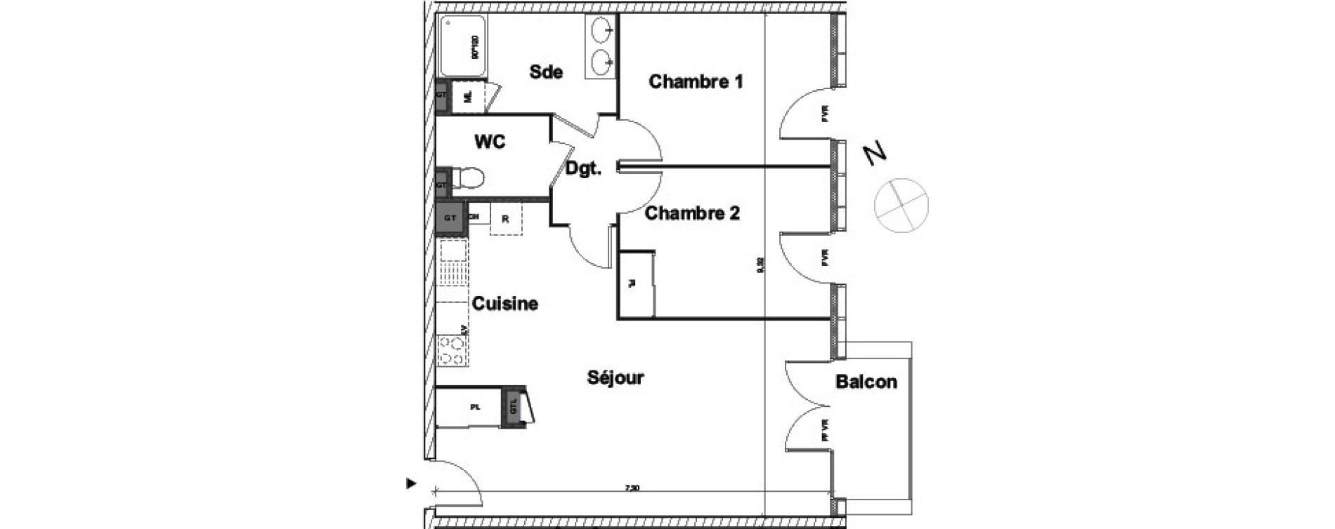 Appartement T3 de 66,00 m2 &agrave; Aytr&eacute; Centre