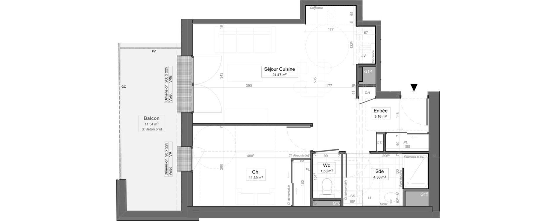 Appartement T2 de 45,43 m2 &agrave; Aytr&eacute; Centre