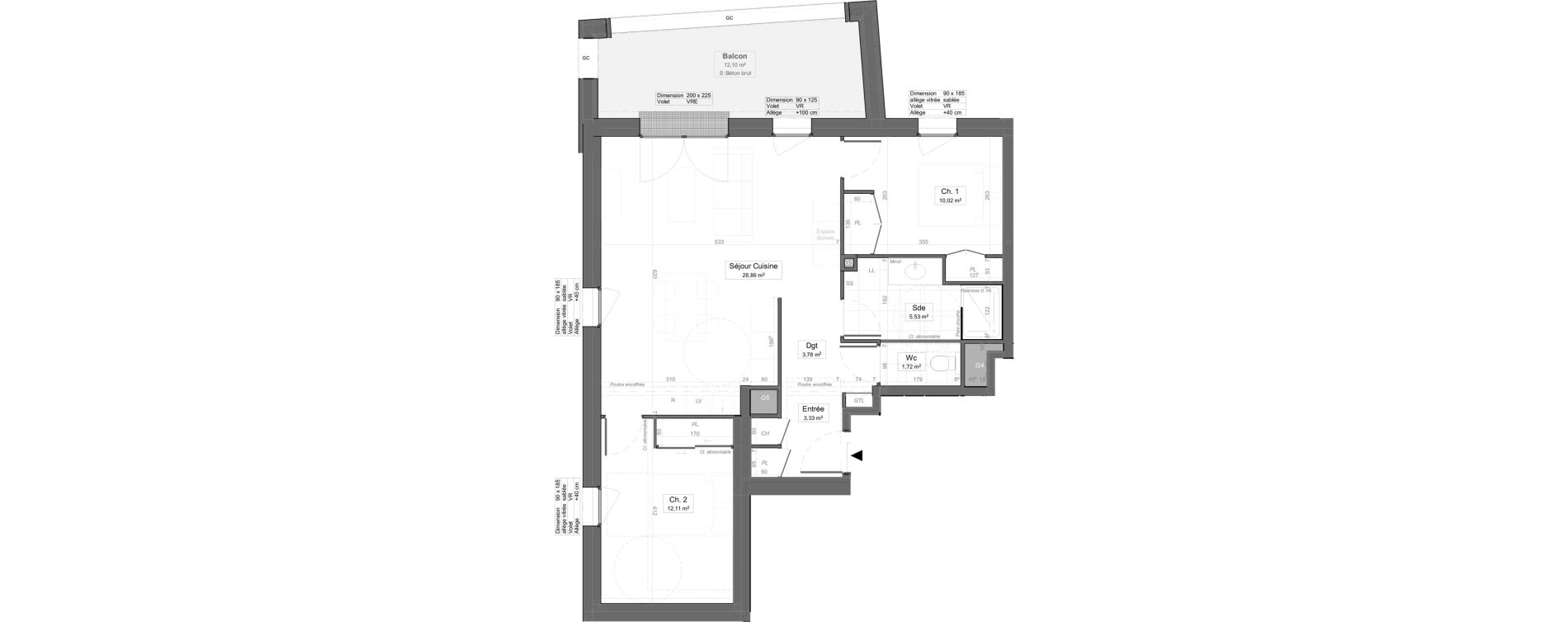 Appartement T3 de 65,35 m2 &agrave; Aytr&eacute; Centre