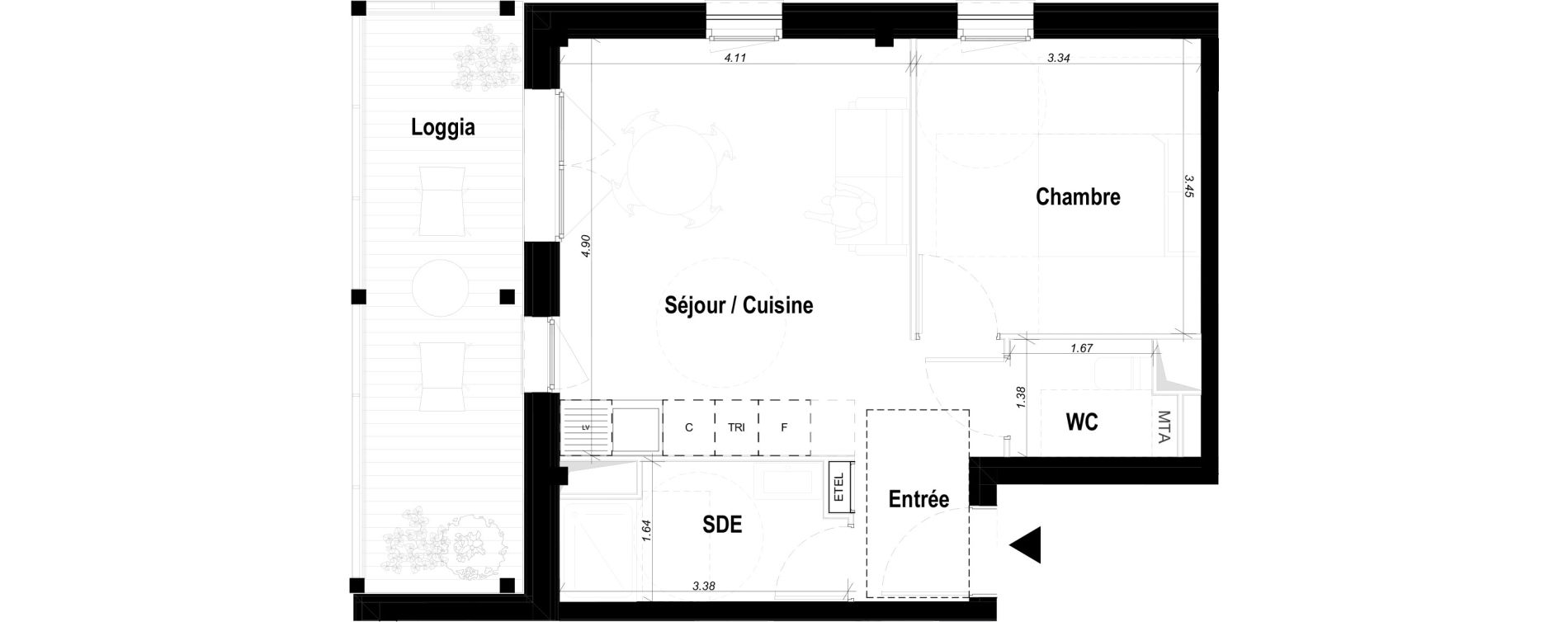 Appartement T2 de 42,78 m2 &agrave; Aytr&eacute; &eacute;co-bongraine