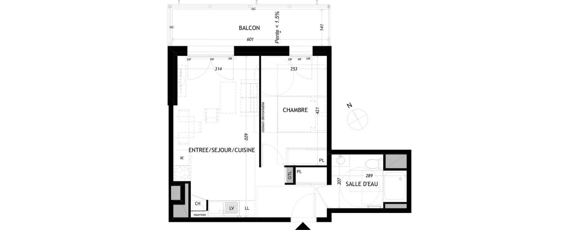 Appartement T2 de 39,57 m2 &agrave; Aytr&eacute; Centre