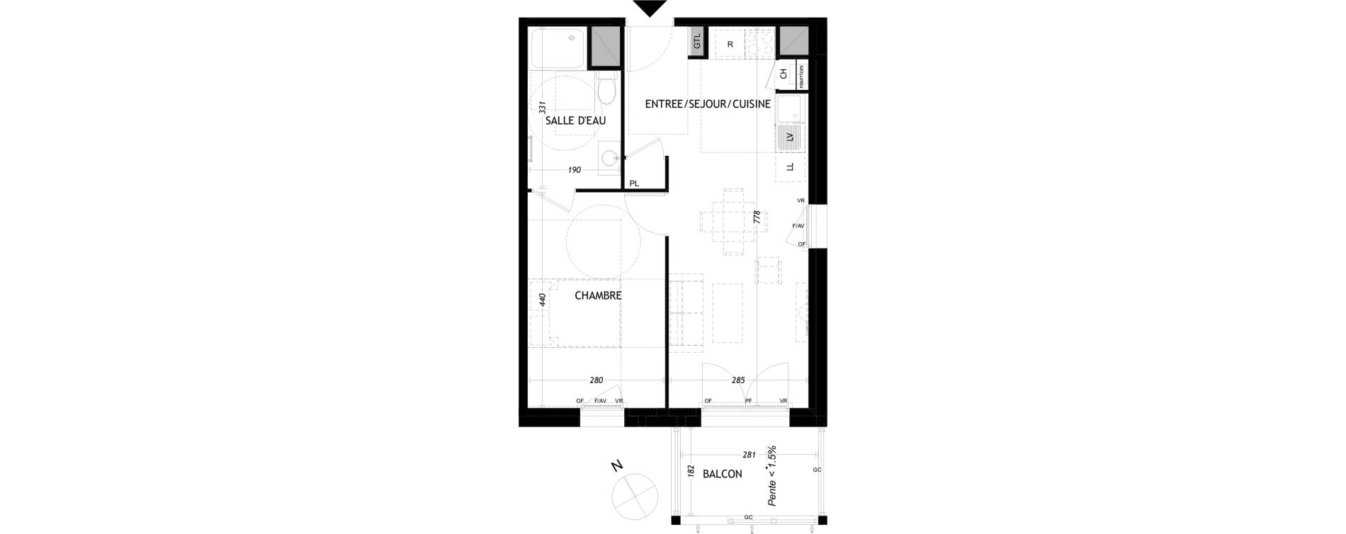 Appartement T2 de 42,01 m2 &agrave; Aytr&eacute; Centre