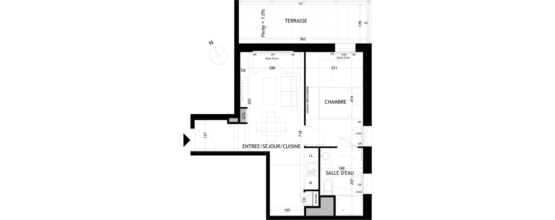 Appartement T2 de 35,56 m2 &agrave; Aytr&eacute; Centre